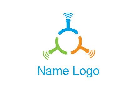 telecommunication logo with antennas
