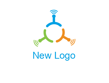 telecommunication logo with antennas