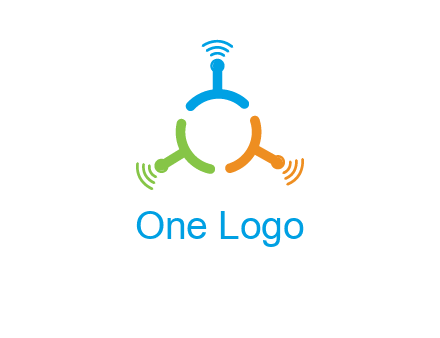 telecommunication logo with antennas