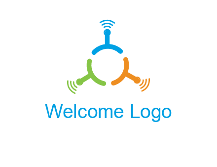 telecommunication logo with antennas