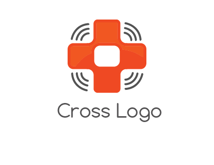cross with broadcasting waves in communication logo