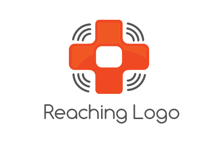 cross with broadcasting waves in communication logo