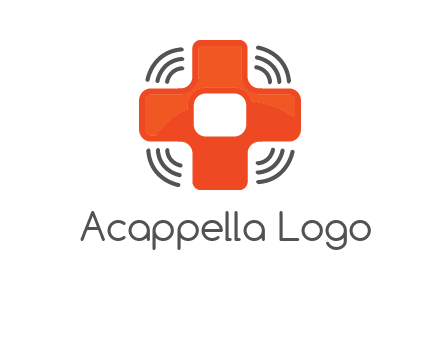 cross with broadcasting waves in communication logo