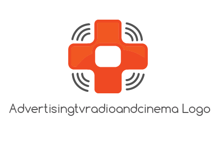 cross with broadcasting waves in communication logo