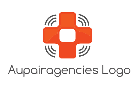 cross with broadcasting waves in communication logo