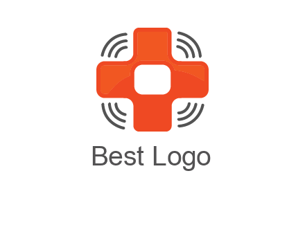 cross with broadcasting waves in communication logo