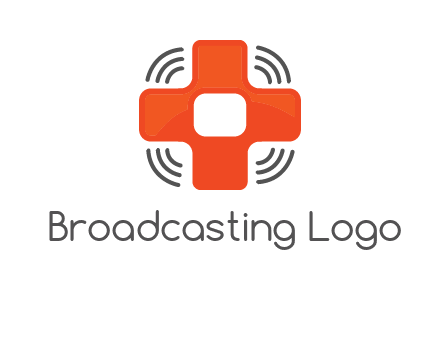 cross with broadcasting waves in communication logo