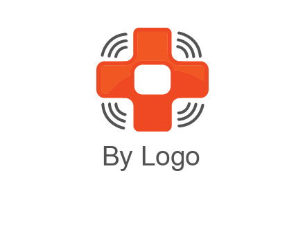 cross with broadcasting waves in communication logo