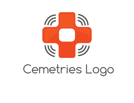 cross with broadcasting waves in communication logo