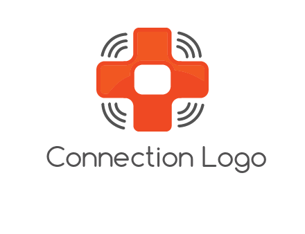 cross with broadcasting waves in communication logo
