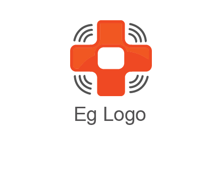 cross with broadcasting waves in communication logo