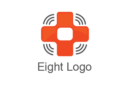 cross with broadcasting waves in communication logo