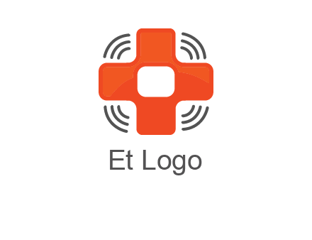 cross with broadcasting waves in communication logo