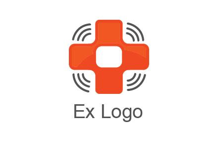 cross with broadcasting waves in communication logo