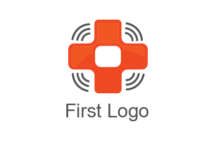 cross with broadcasting waves in communication logo