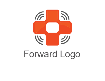 cross with broadcasting waves in communication logo