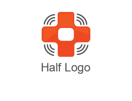 cross with broadcasting waves in communication logo
