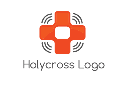 cross with broadcasting waves in communication logo