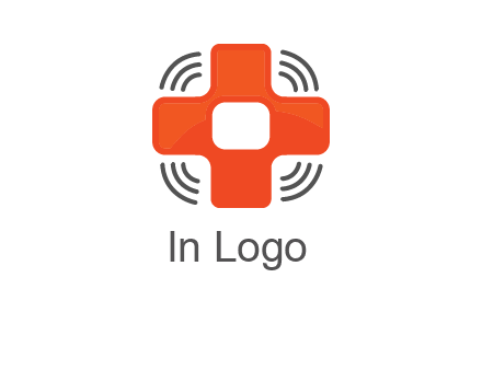 cross with broadcasting waves in communication logo