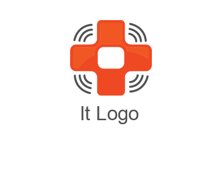 cross with broadcasting waves in communication logo