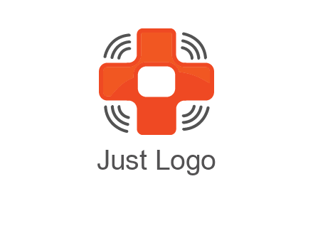 cross with broadcasting waves in communication logo