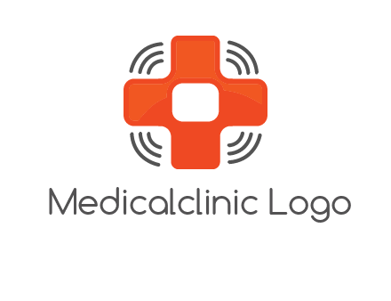 cross with broadcasting waves in communication logo