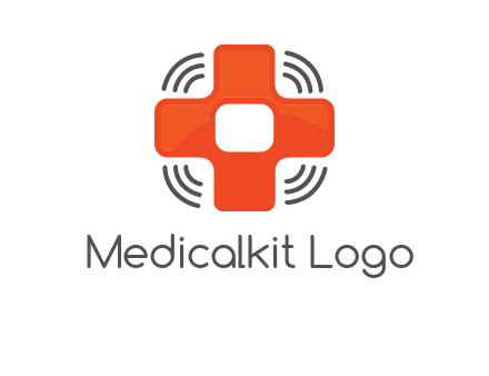 cross with broadcasting waves in communication logo