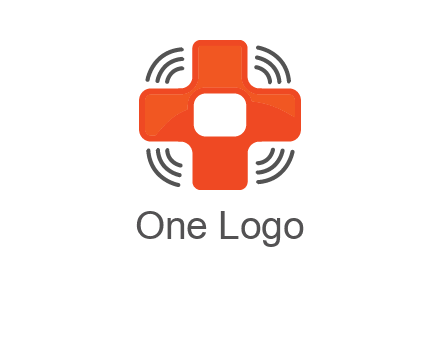 cross with broadcasting waves in communication logo