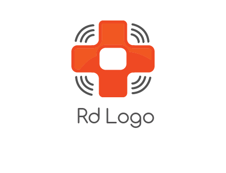 cross with broadcasting waves in communication logo