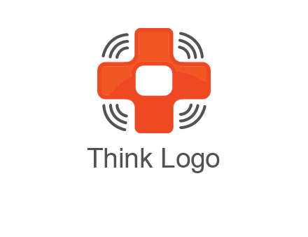 cross with broadcasting waves in communication logo