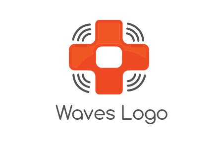 cross with broadcasting waves in communication logo