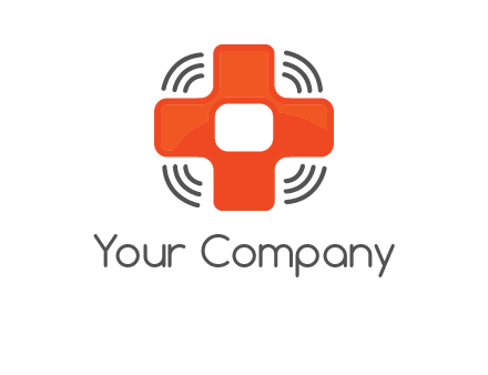 cross with broadcasting waves in communication logo