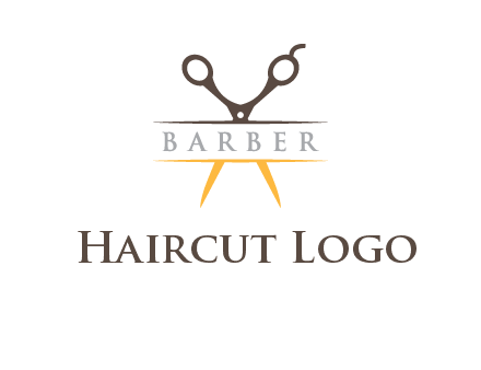 open scissors in barber logo