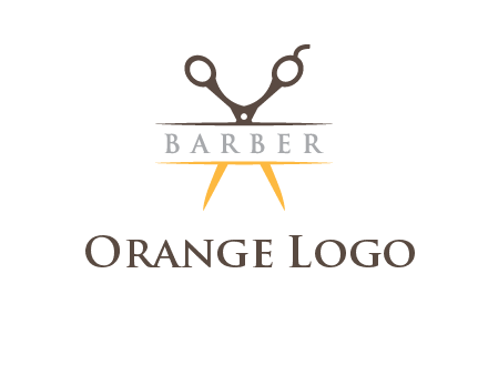 open scissors in barber logo