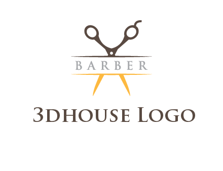 open scissors in barber logo