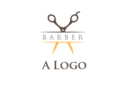 open scissors in barber logo