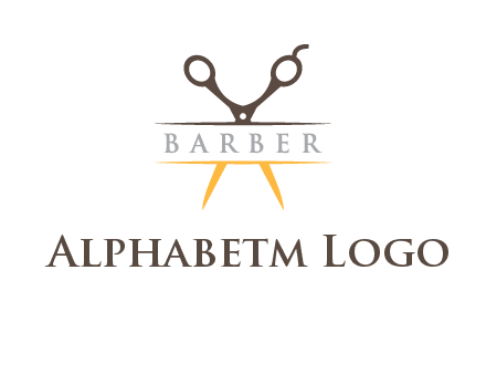 open scissors in barber logo