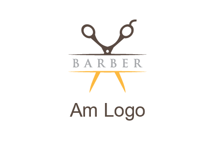 open scissors in barber logo