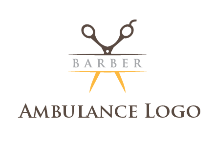 open scissors in barber logo