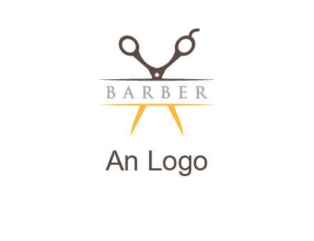 open scissors in barber logo