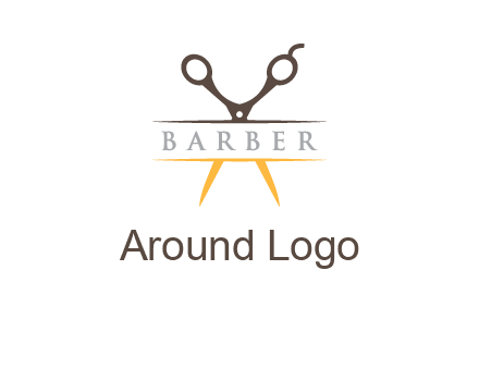 open scissors in barber logo