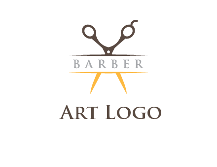 open scissors in barber logo