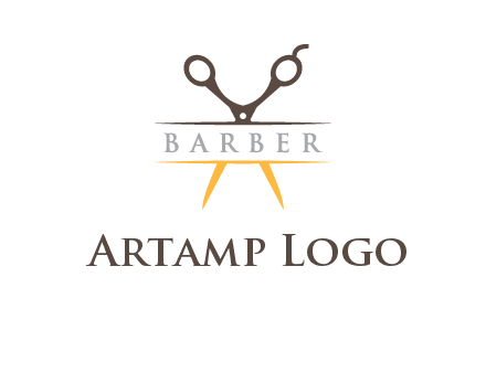 open scissors in barber logo