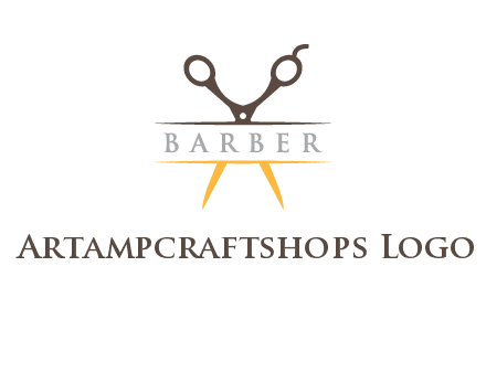 open scissors in barber logo