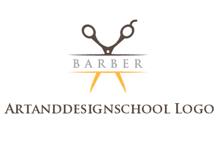 open scissors in barber logo