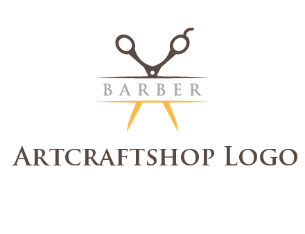 open scissors in barber logo