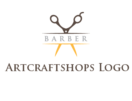 open scissors in barber logo