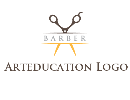 open scissors in barber logo