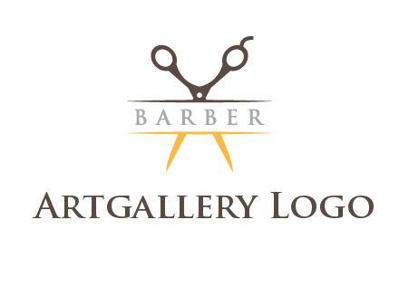 open scissors in barber logo