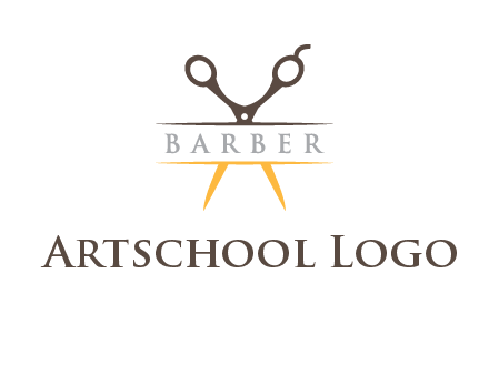 open scissors in barber logo